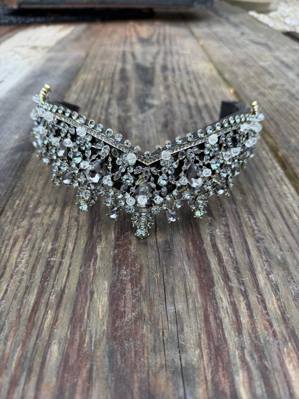 Crystal Embellished Silver-Tone Bridal Headband